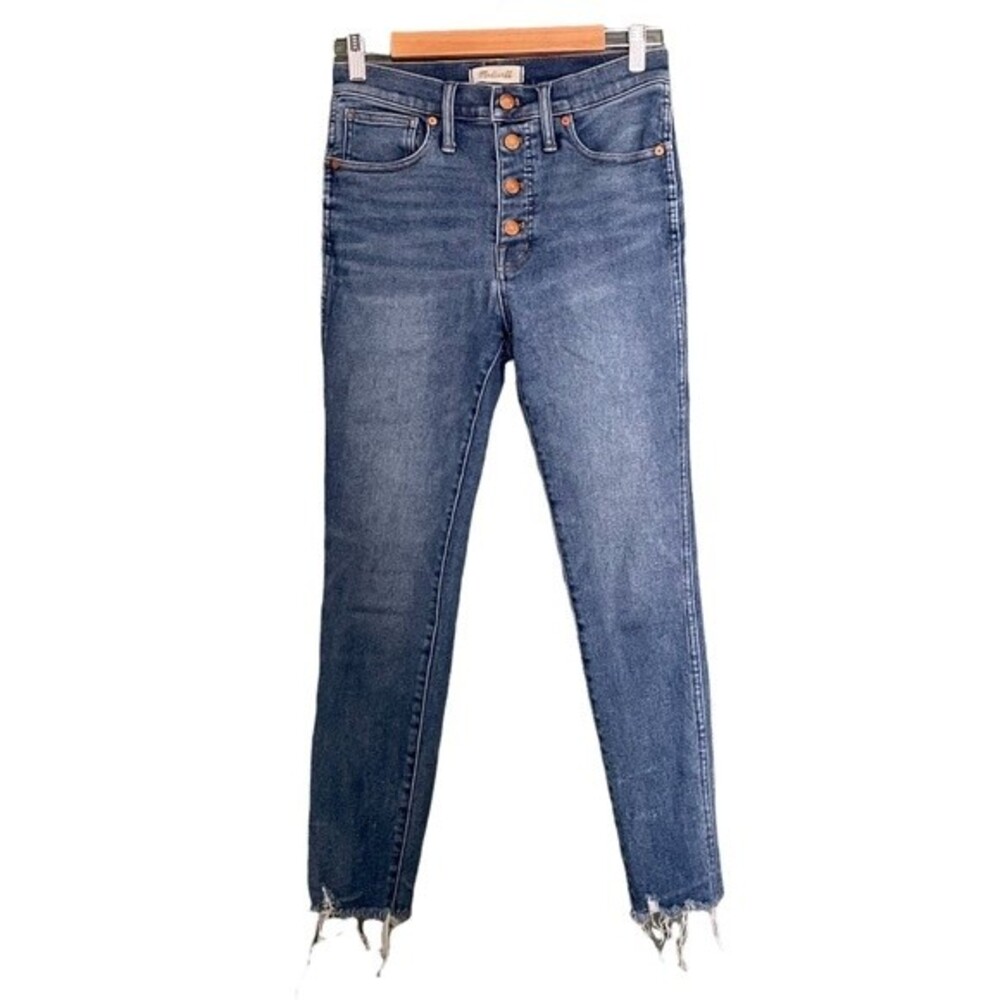 Madewell 10” High Rise Skinny Jeans Medium Wash Raw Hem Women’s Size 28